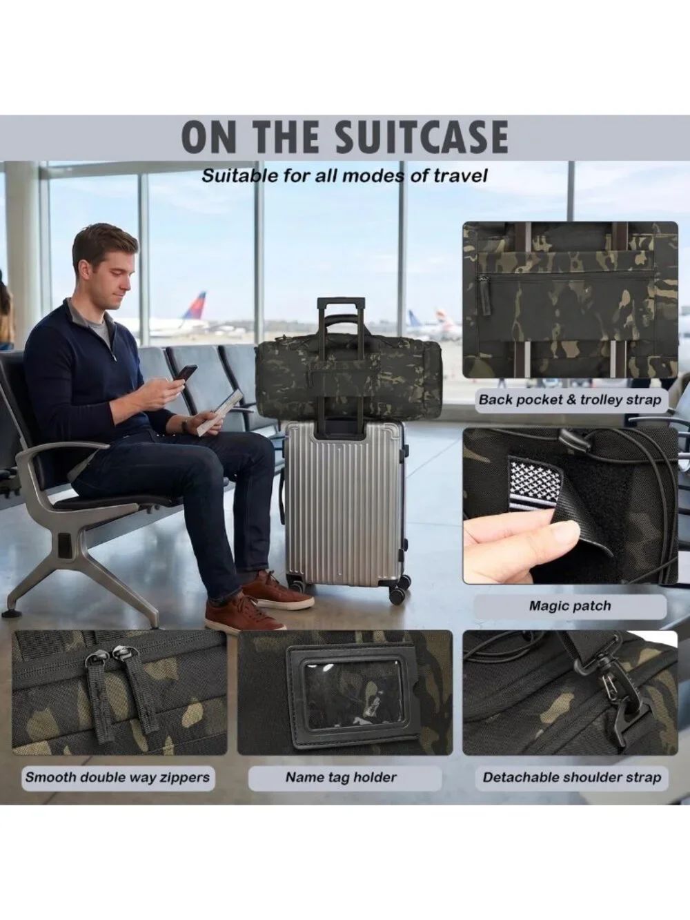 Extra Large 50L Gym Duffle Bag for Travel, Workout & Overnight - Shoe & Laptop